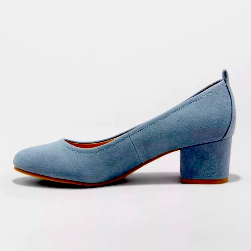 Blue Microsuede Pumps
